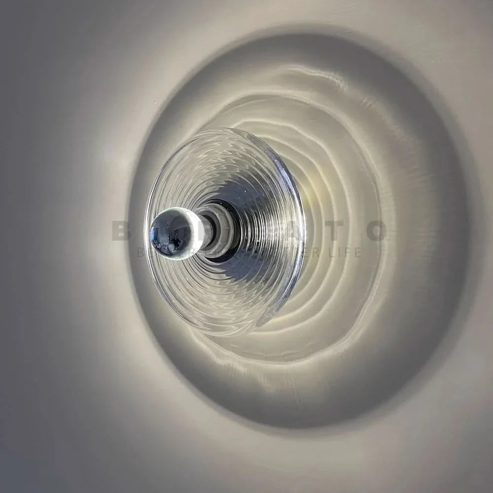 Bauhaus Style Glass Wall Light with Water Ripple Design