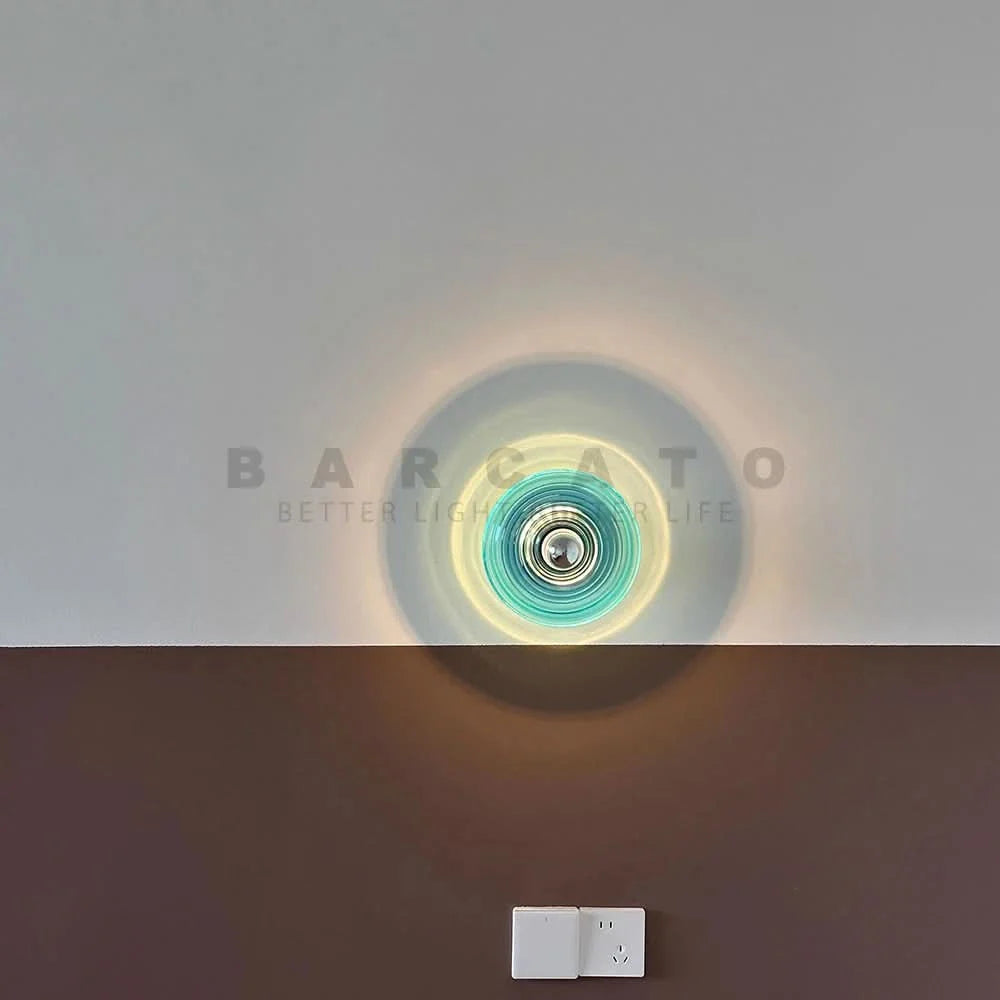 Bauhaus Style Glass Wall Light with Water Ripple Design
