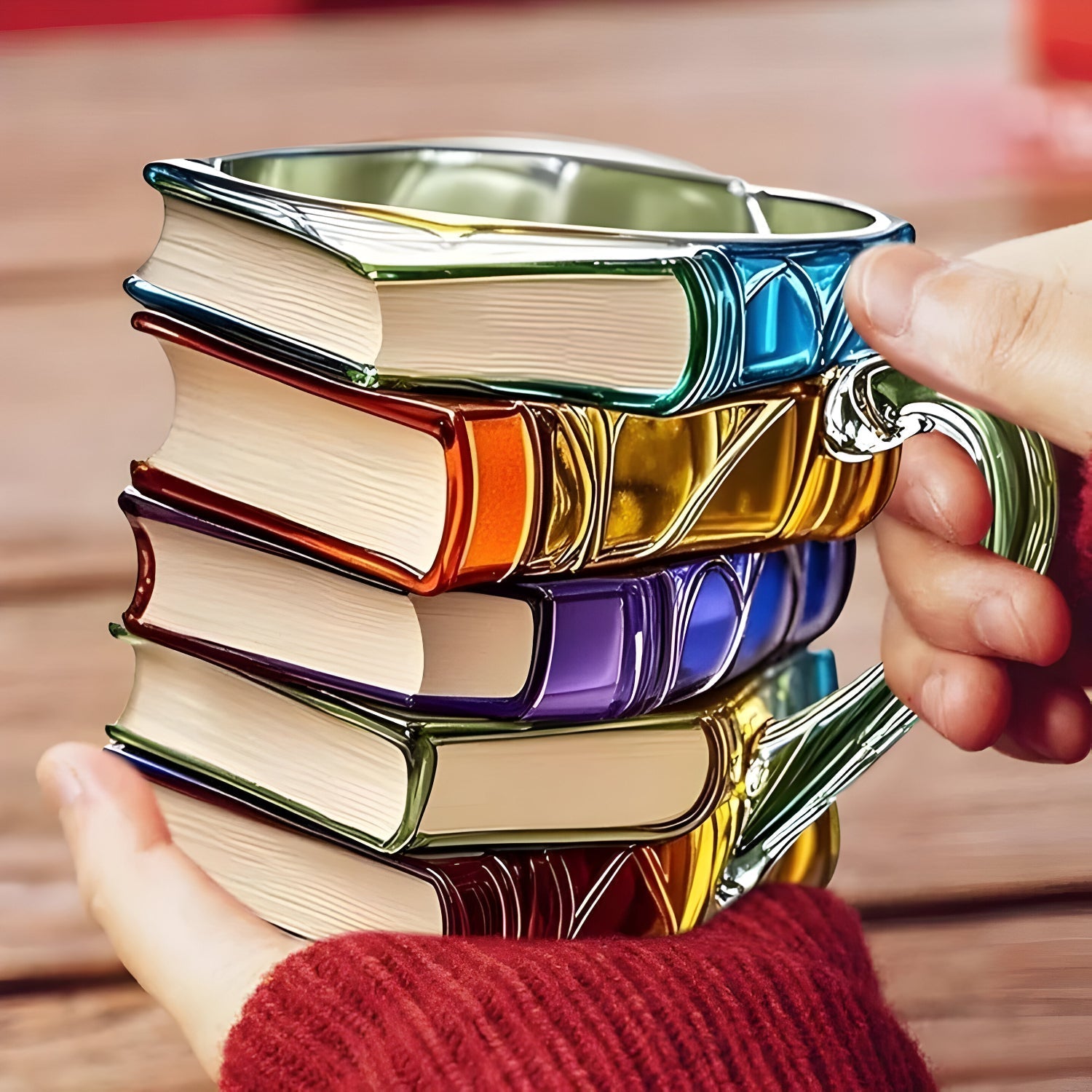 3D Book Design Mug | Colorful Handmade Cup for Coffee & Tea