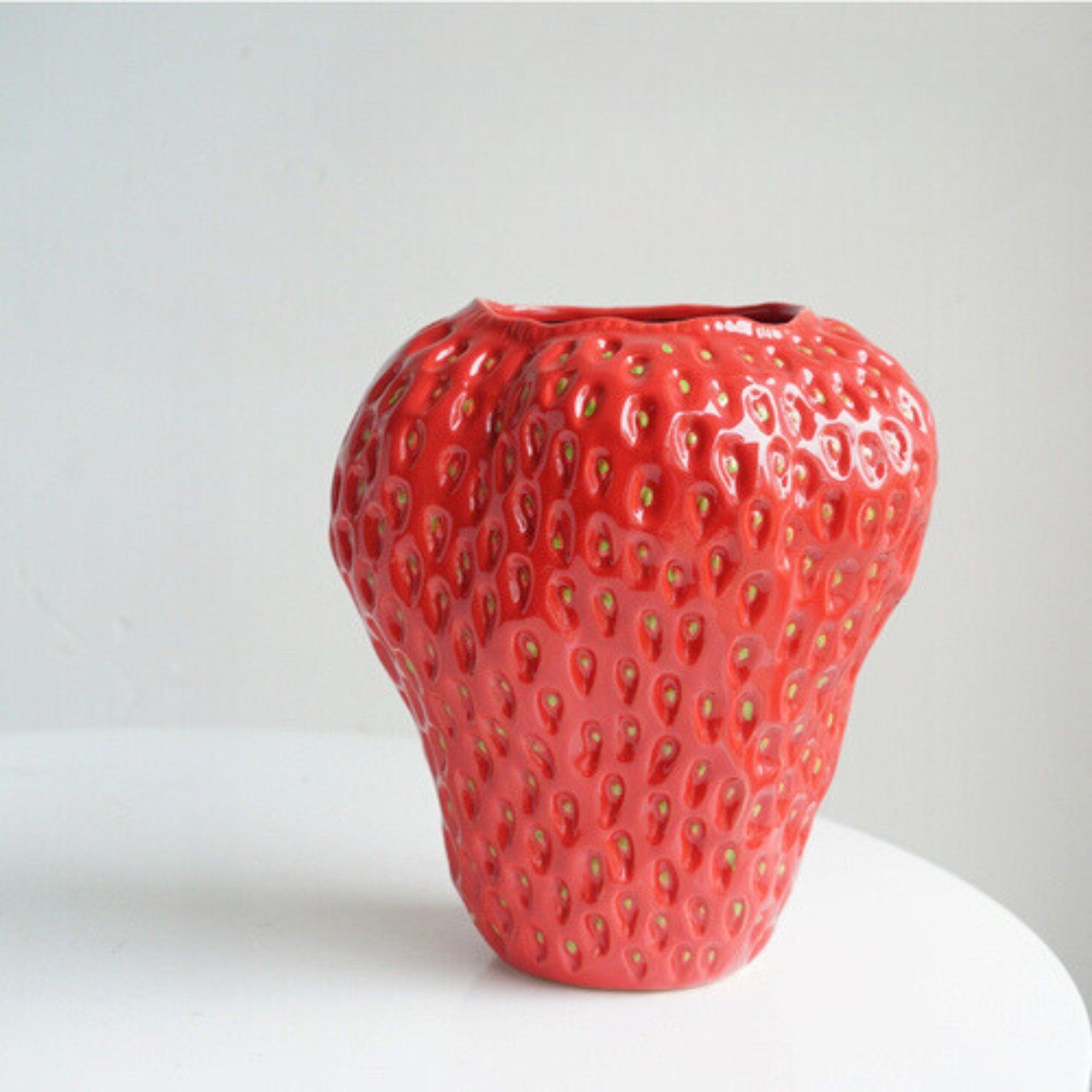 Charming Strawberry Shaped Ceramic Vase for Home Decor