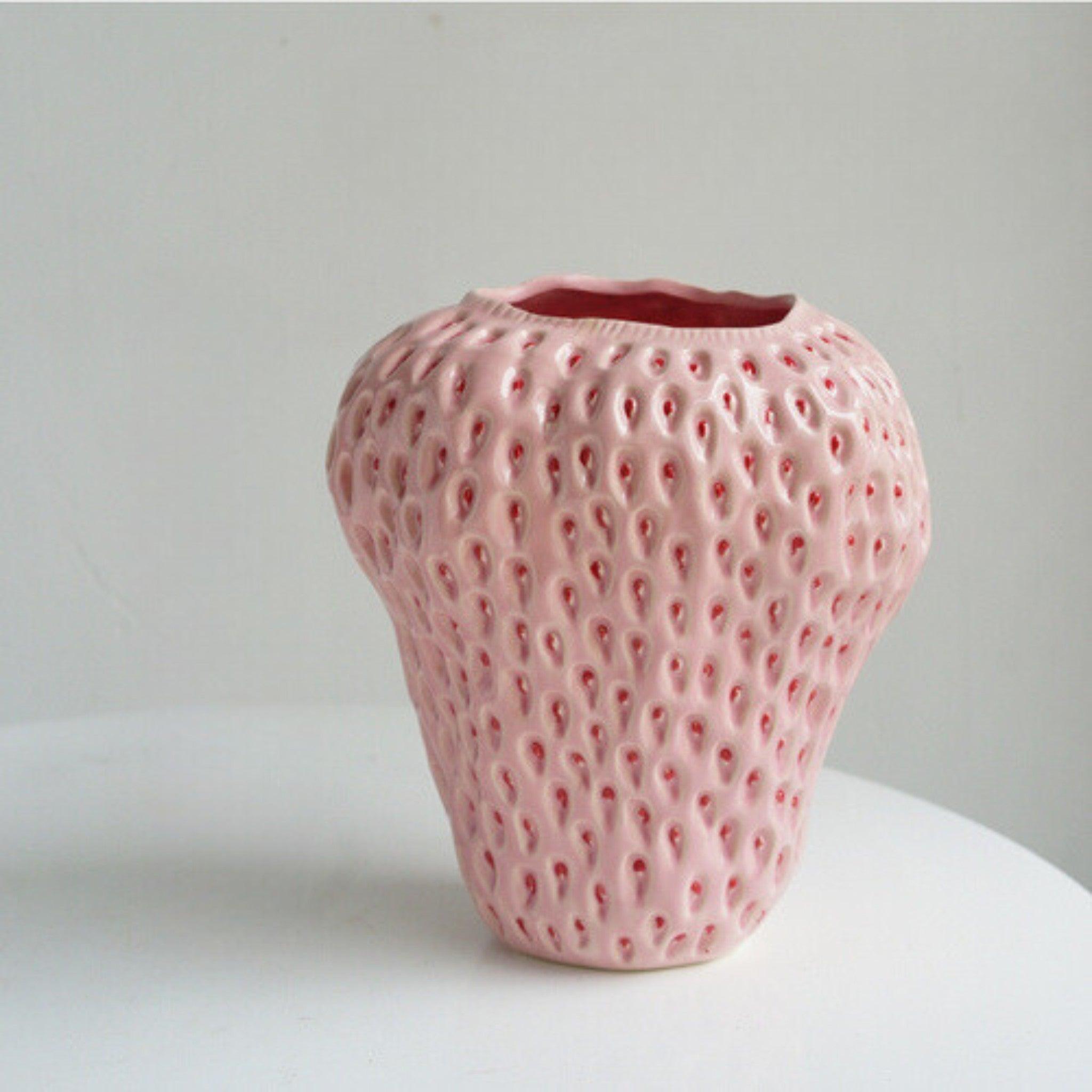 Charming Strawberry Shaped Ceramic Vase for Home Decor