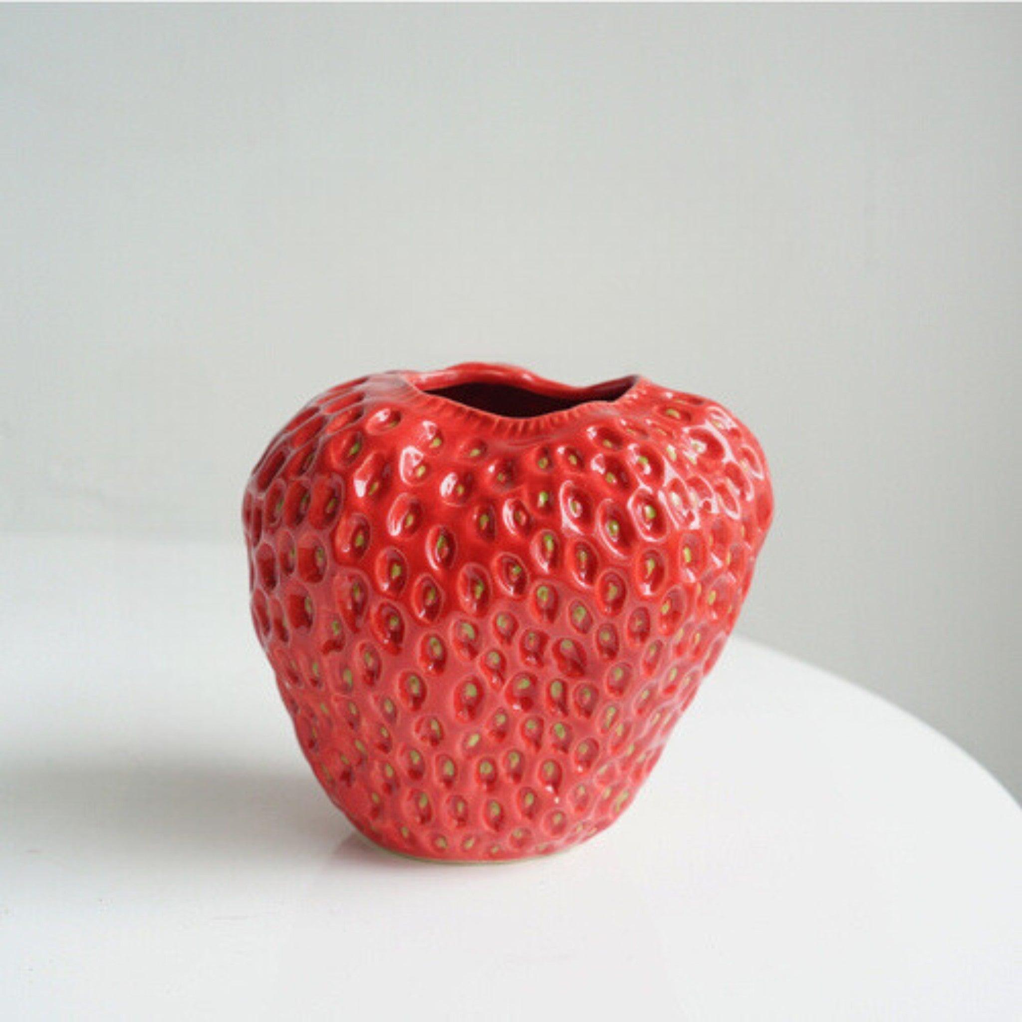 Charming Strawberry Shaped Ceramic Vase for Home Decor