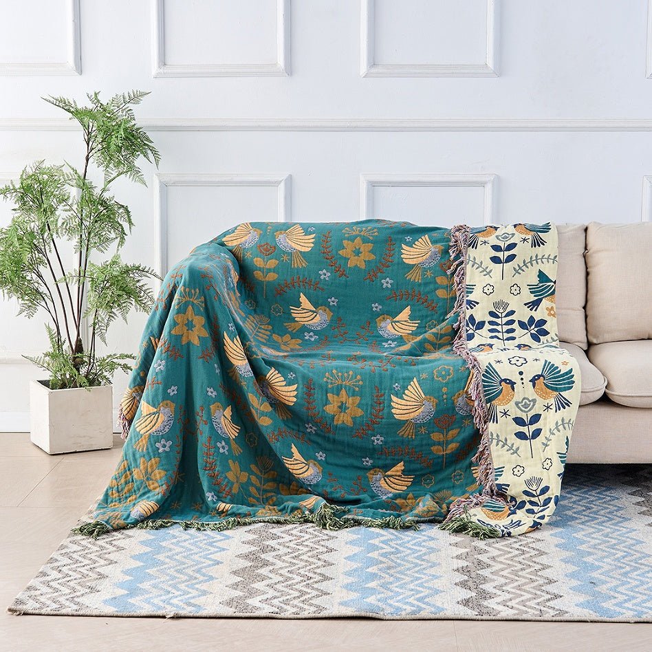 DREAMWEAVE - Dual-Sided Cotton Blanket with Nature-Inspired Design