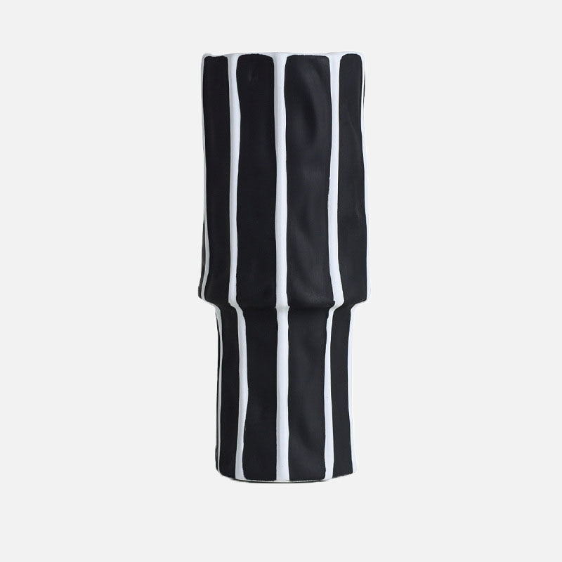 Elegant Black Geometric Ceramic Flower Vase in Various Sizes