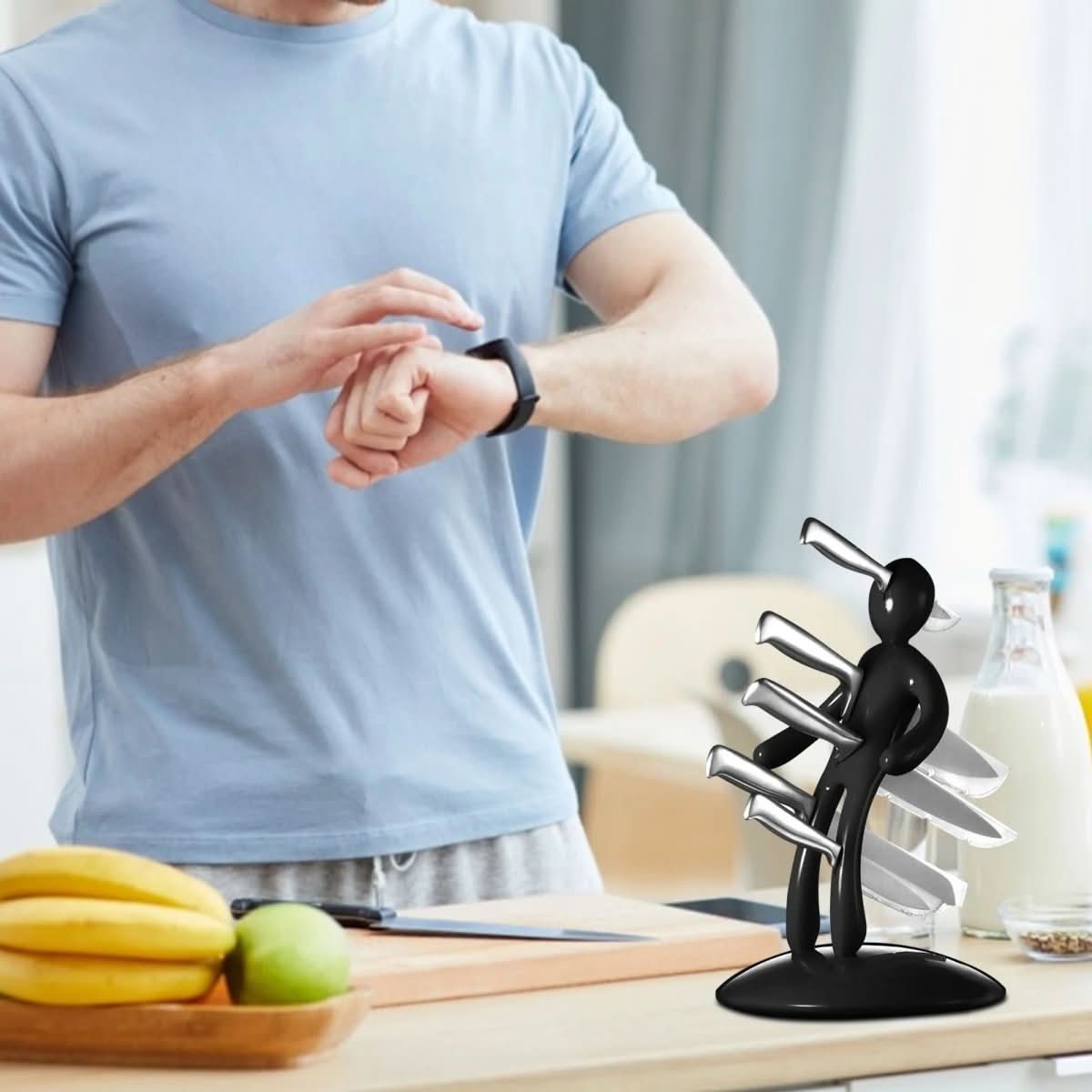 Humanoid Knife Organizer with Secure Storage for Artistic Display