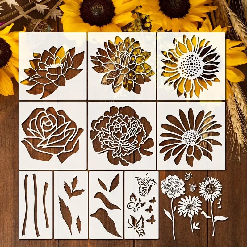 Floral Design Mastery – 10-Piece Stencil Collection for DIY