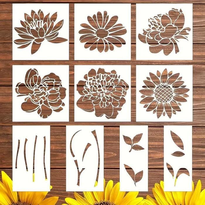 Floral Design Mastery – 10-Piece Stencil Collection for DIY