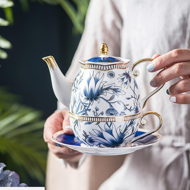Charming Floral Porcelain Teapot and Cup Set for Tea Lovers