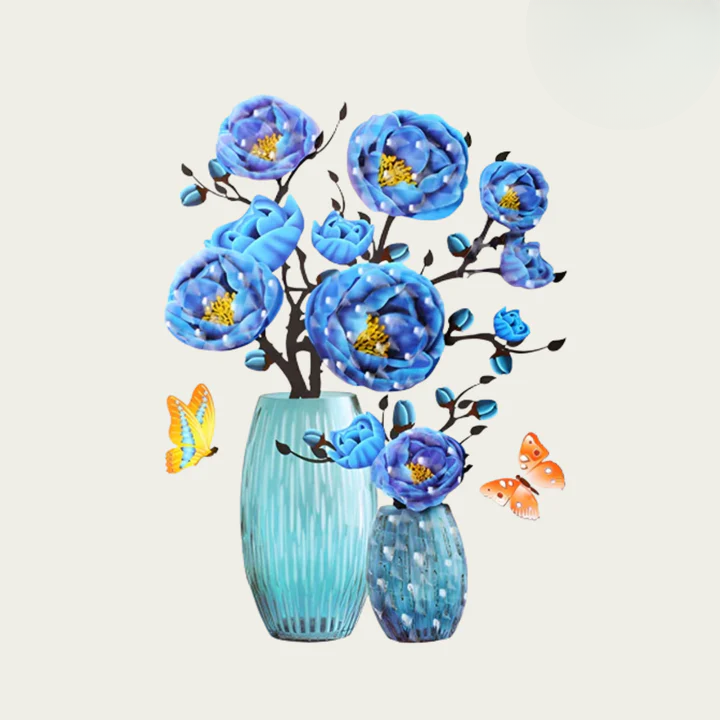 Flower Wall Stickers with Butterflies | Peel and Stick | Reusable