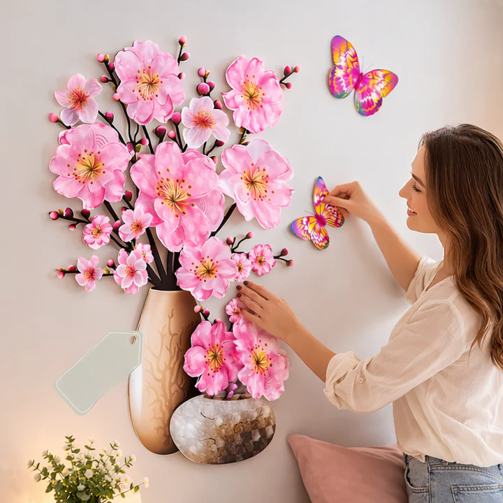 Flower Wall Stickers with Butterflies | Peel and Stick | Reusable