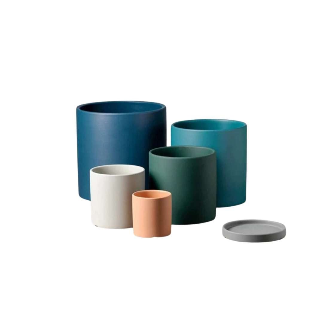 Flower Pot with Drainage Hole and Saucer | Matte Finish | Nordic Style