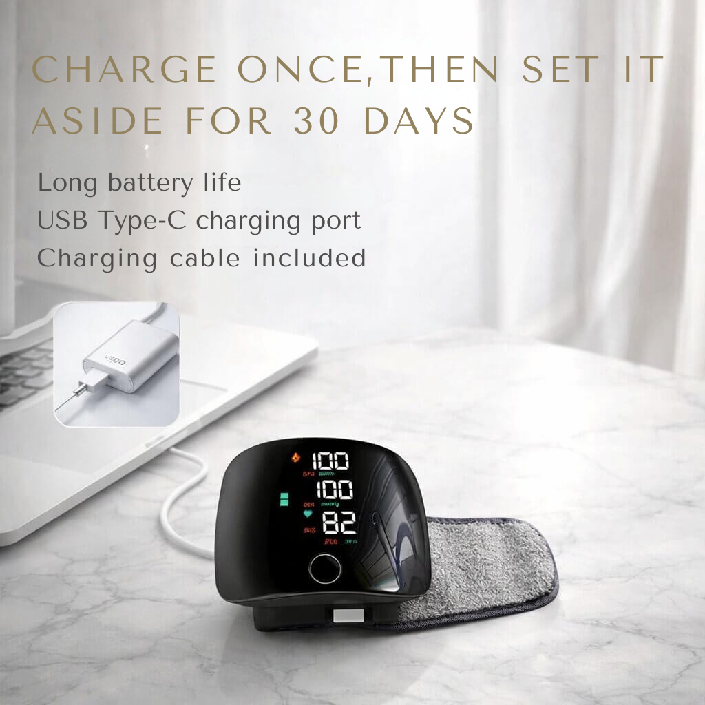 Wrist Blood Pressure Monitor | Touchscreen with Voice Feature | Rechargeable