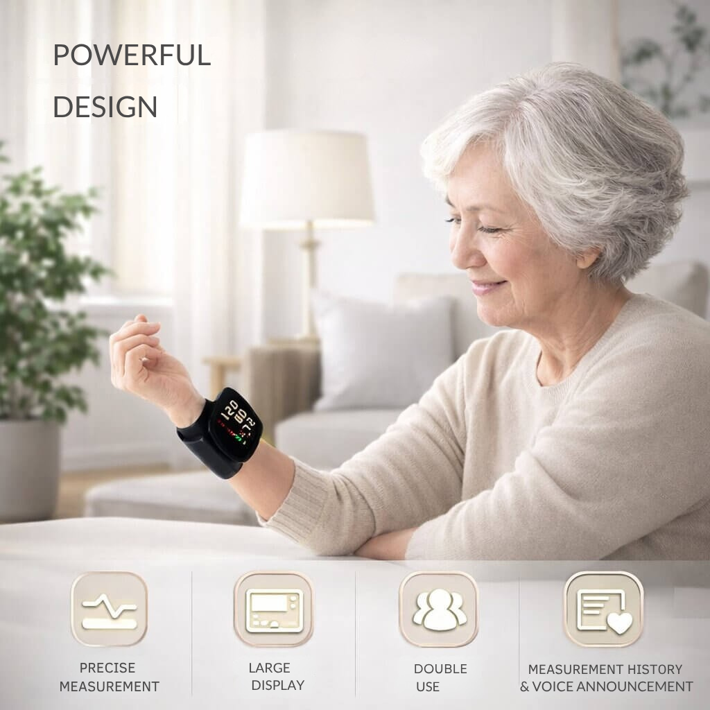 Wrist Blood Pressure Monitor | Touchscreen with Voice Feature | Rechargeable