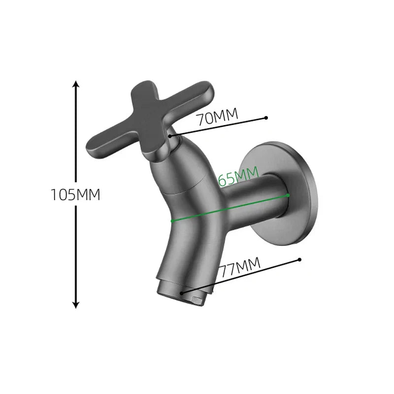 Solid Brass Space-Saving Wall-Mounted Cold Water Faucet
