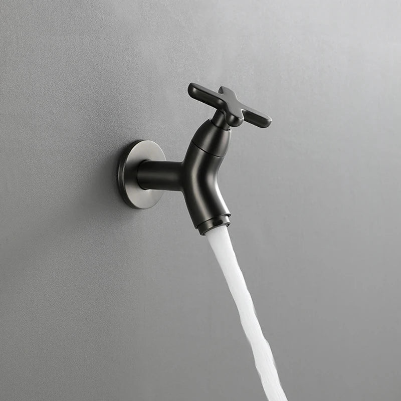 Solid Brass Space-Saving Wall-Mounted Cold Water Faucet