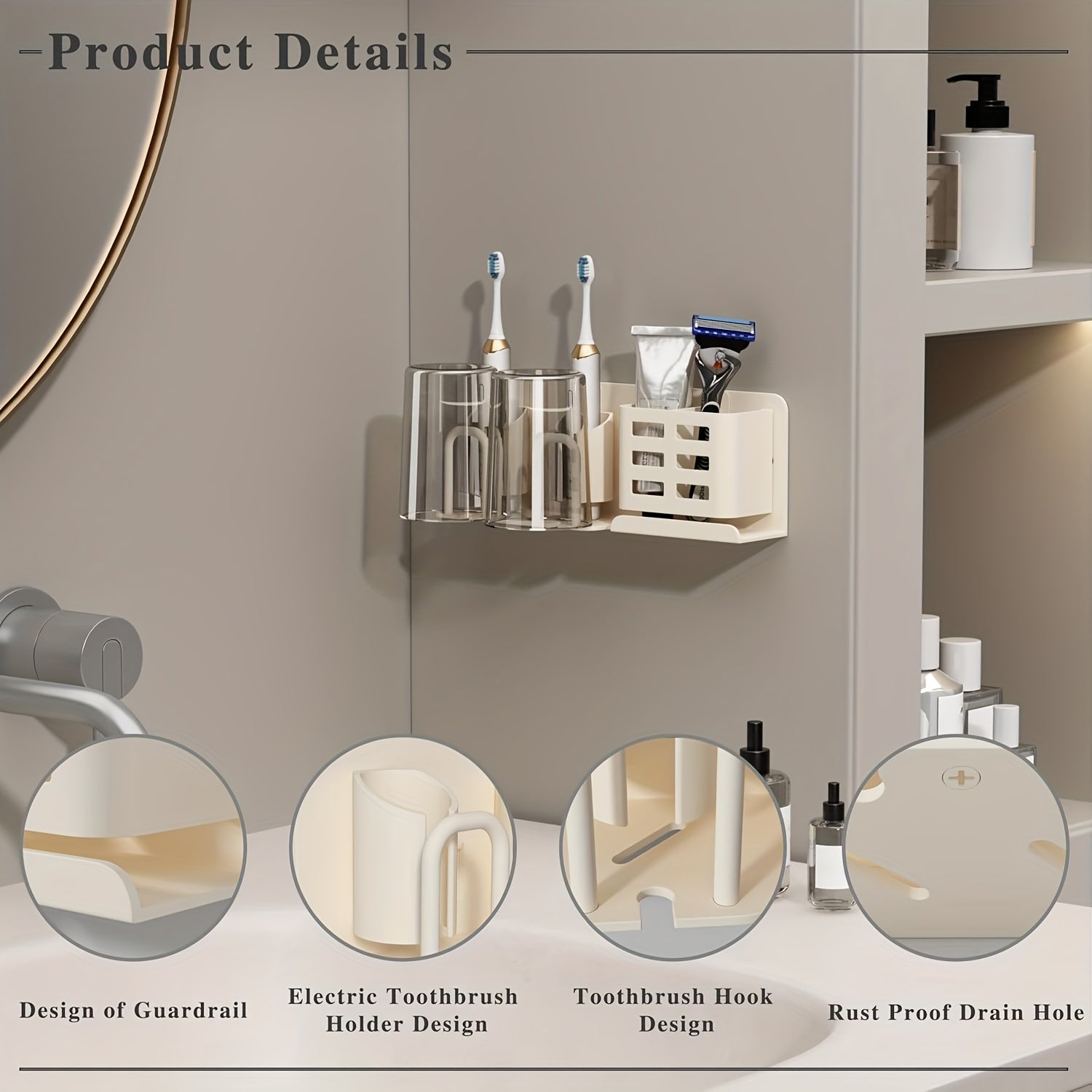 SleekWall Toothbrush Organizer with Smart Drainage System