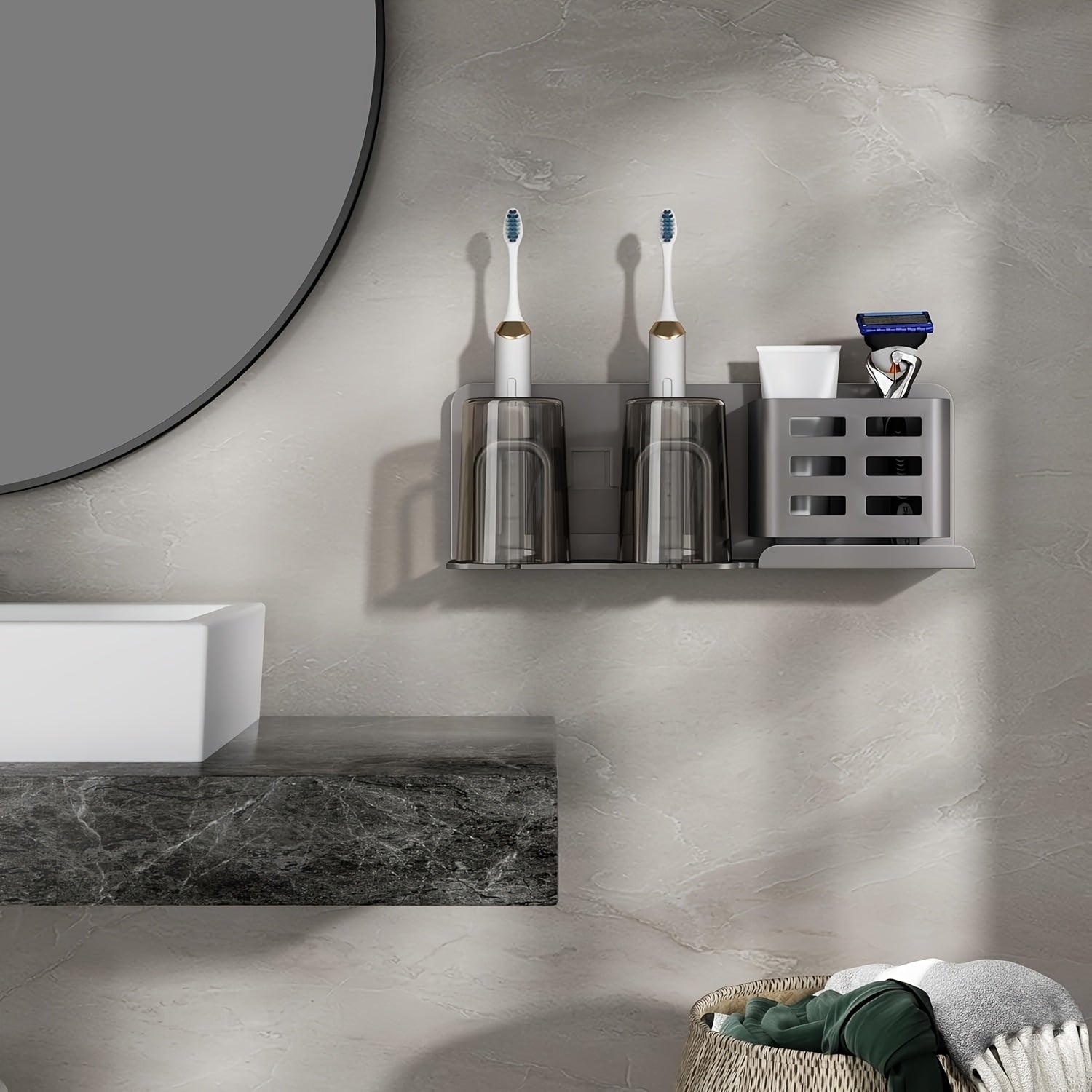 SleekWall Toothbrush Organizer with Smart Drainage System