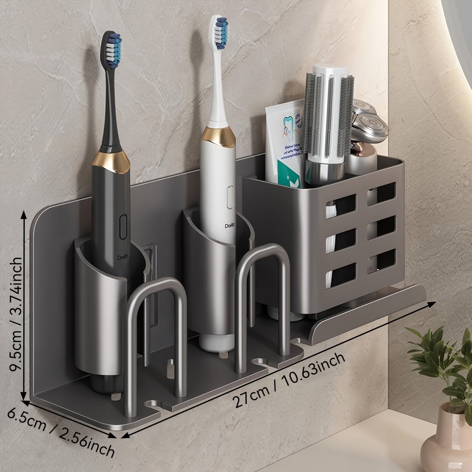 SleekWall Toothbrush Organizer with Smart Drainage System