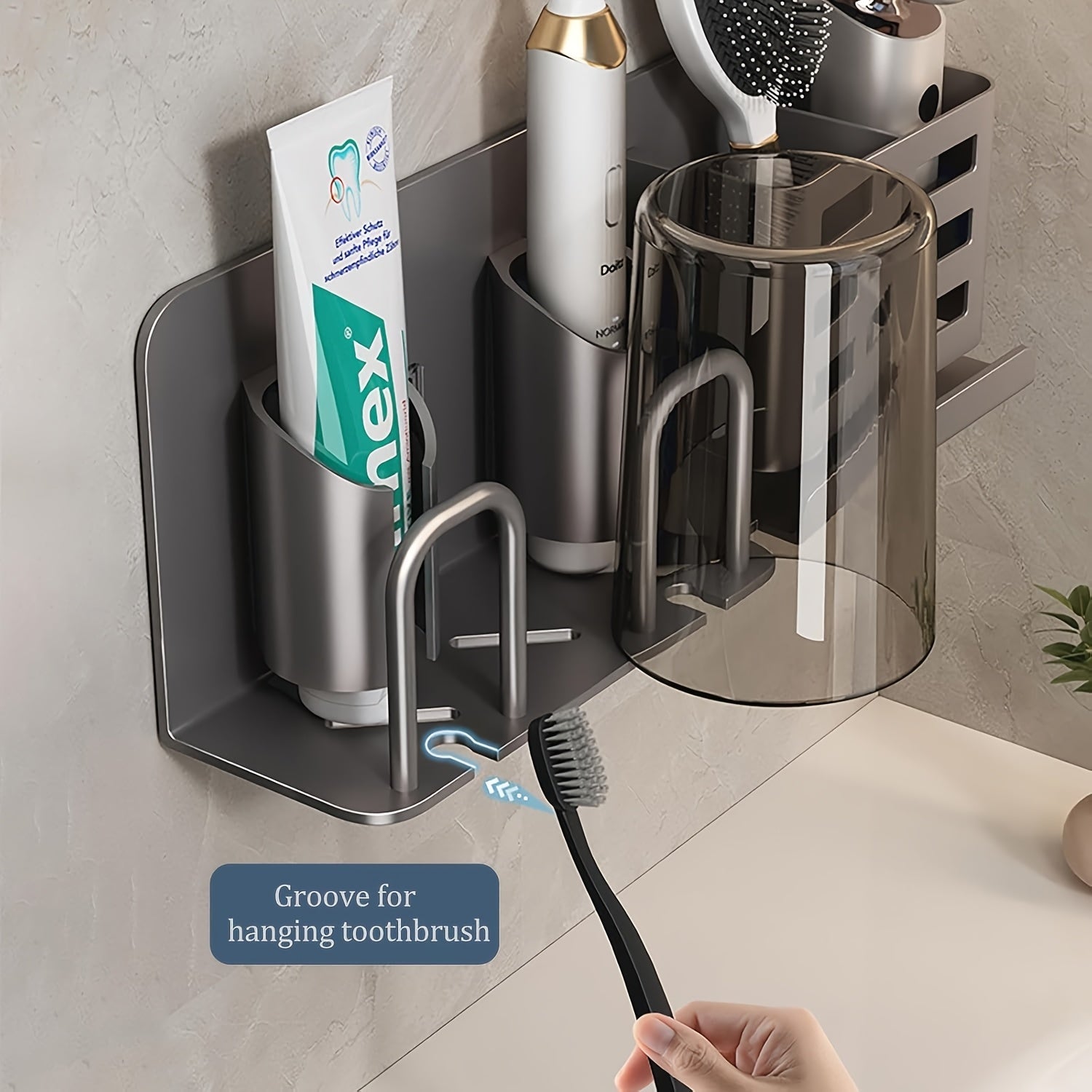 SleekWall Toothbrush Organizer with Smart Drainage System