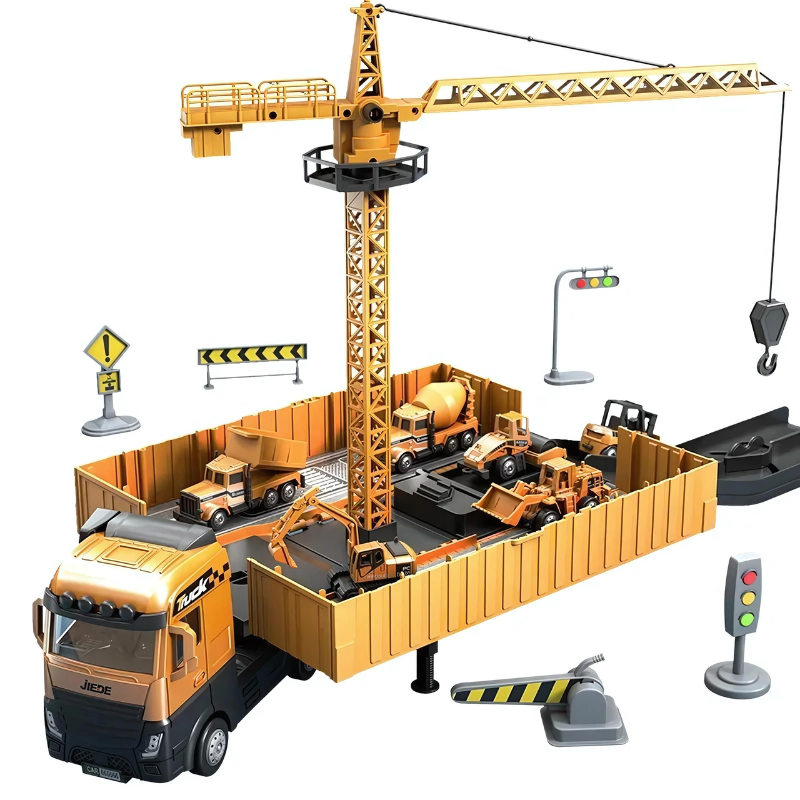 Dual-Function Builder Truck Playset with Mini Vehicles