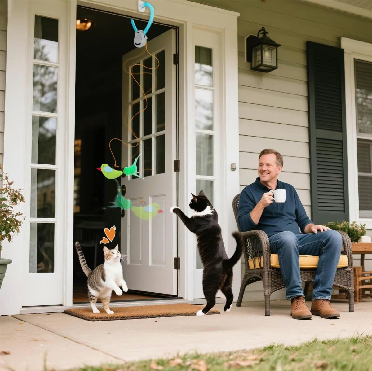 Interactive Feathered Playmate for Indoor Cats