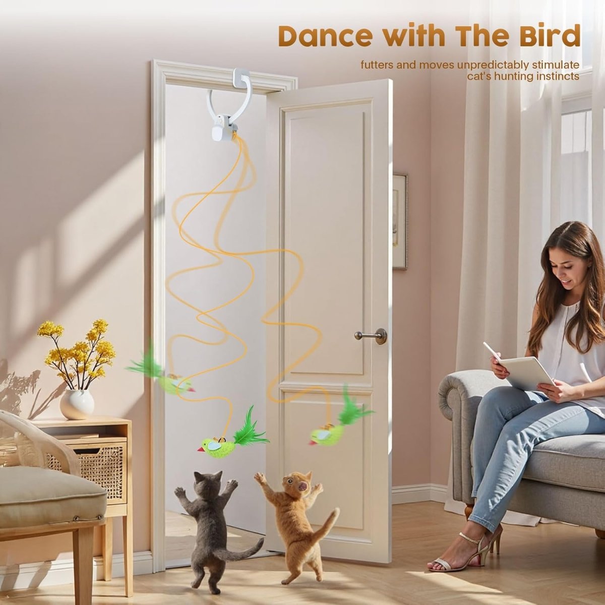 Interactive Feathered Playmate for Indoor Cats