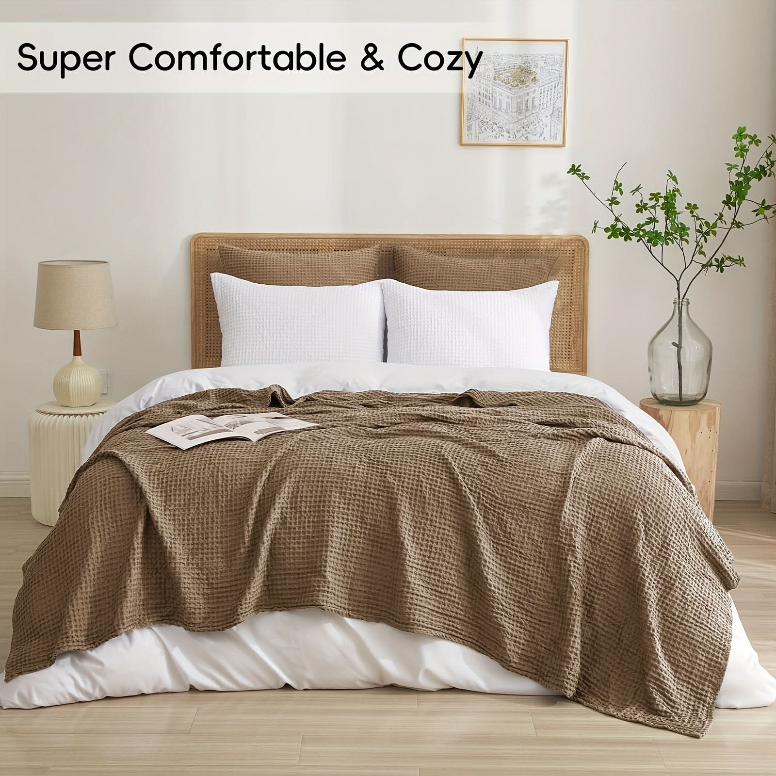 Lightweight Waffle Blanket for All-Season Comfort