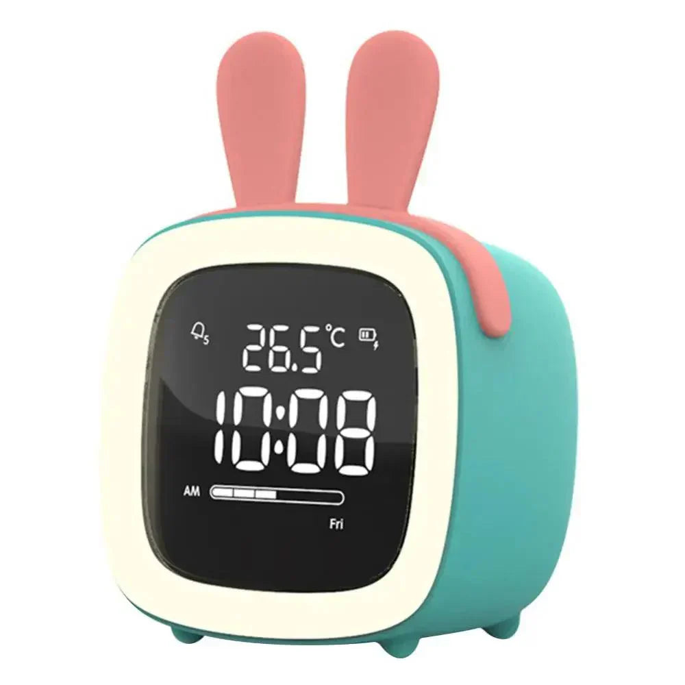 Whimsical Bunny LED Alarm Clock with Rechargeable Night Light