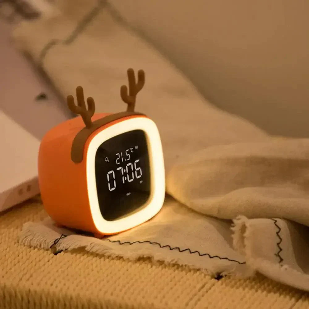 Whimsical Bunny LED Alarm Clock with Rechargeable Night Light