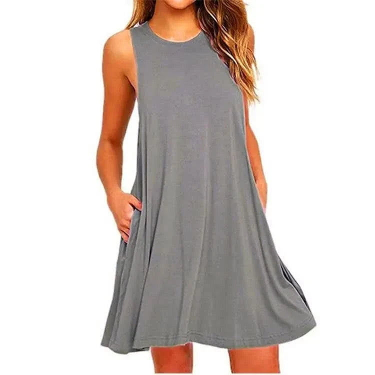 Lightweight Summer Dress with Pockets – Casual T-Shirt Style