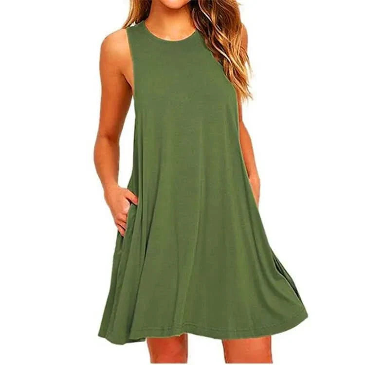 Lightweight Summer Dress with Pockets – Casual T-Shirt Style