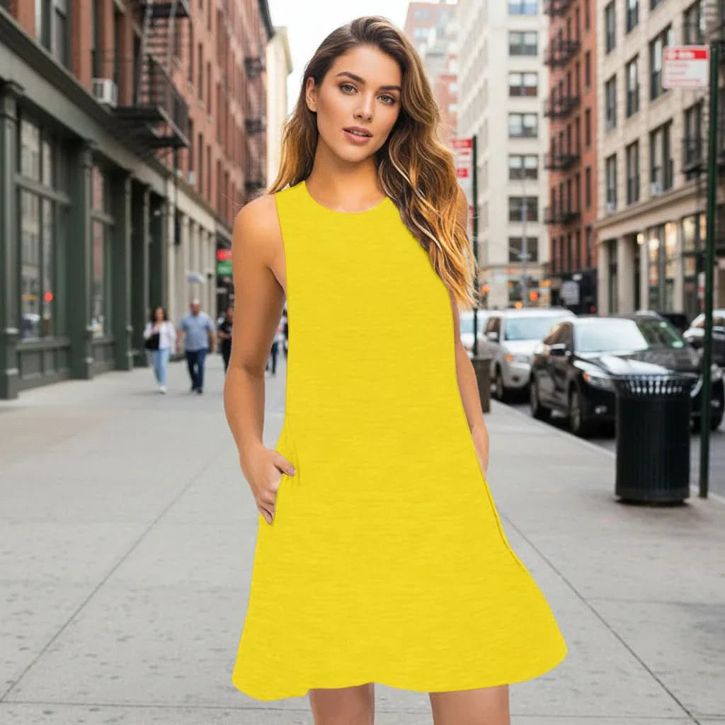Lightweight Summer Dress with Pockets – Casual T-Shirt Style