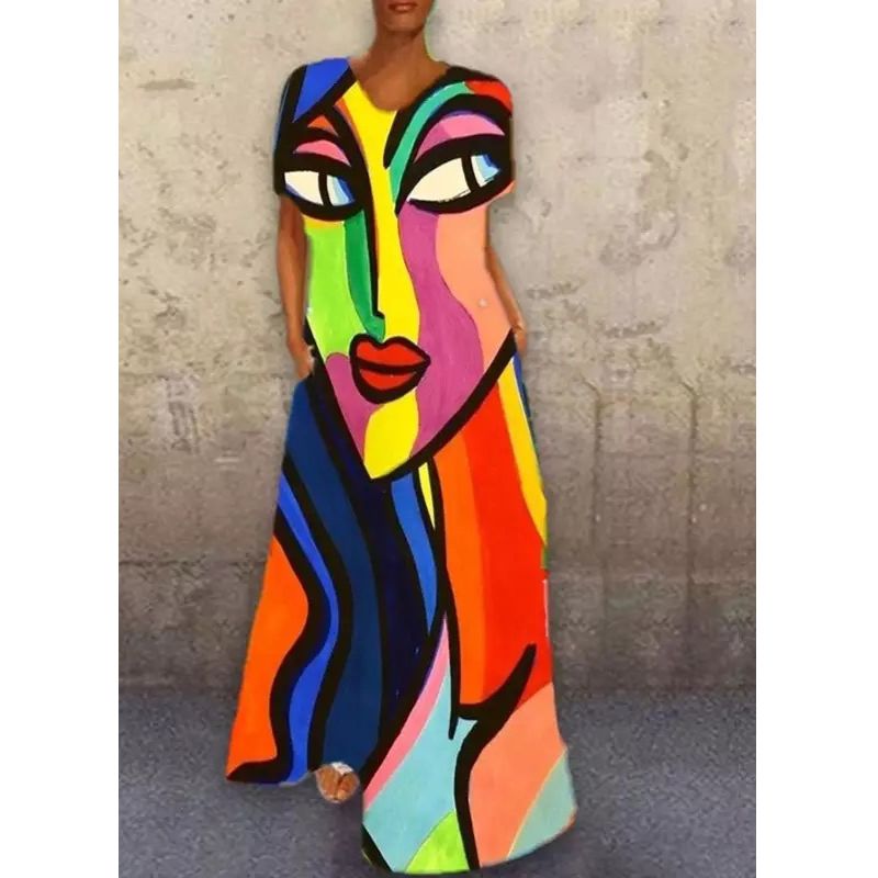 Vibrant Print Stretch Dress for Women - Cecilia Style