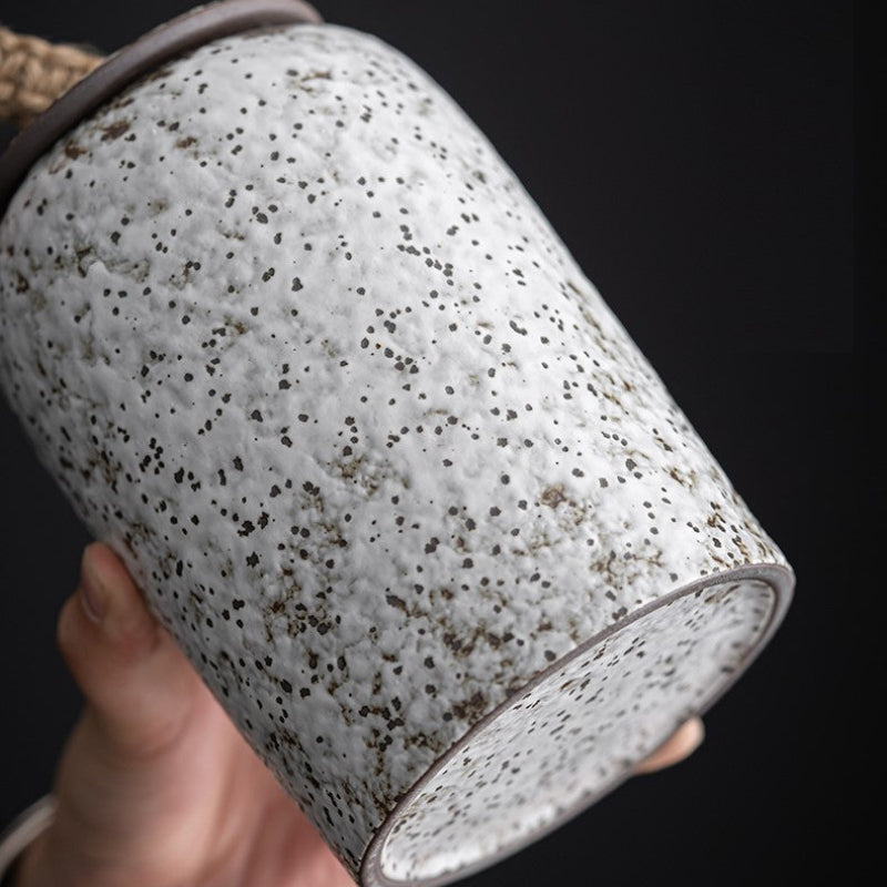 Stylish Ceramic Tea Storage Jar with Lid - Space-Saving Design