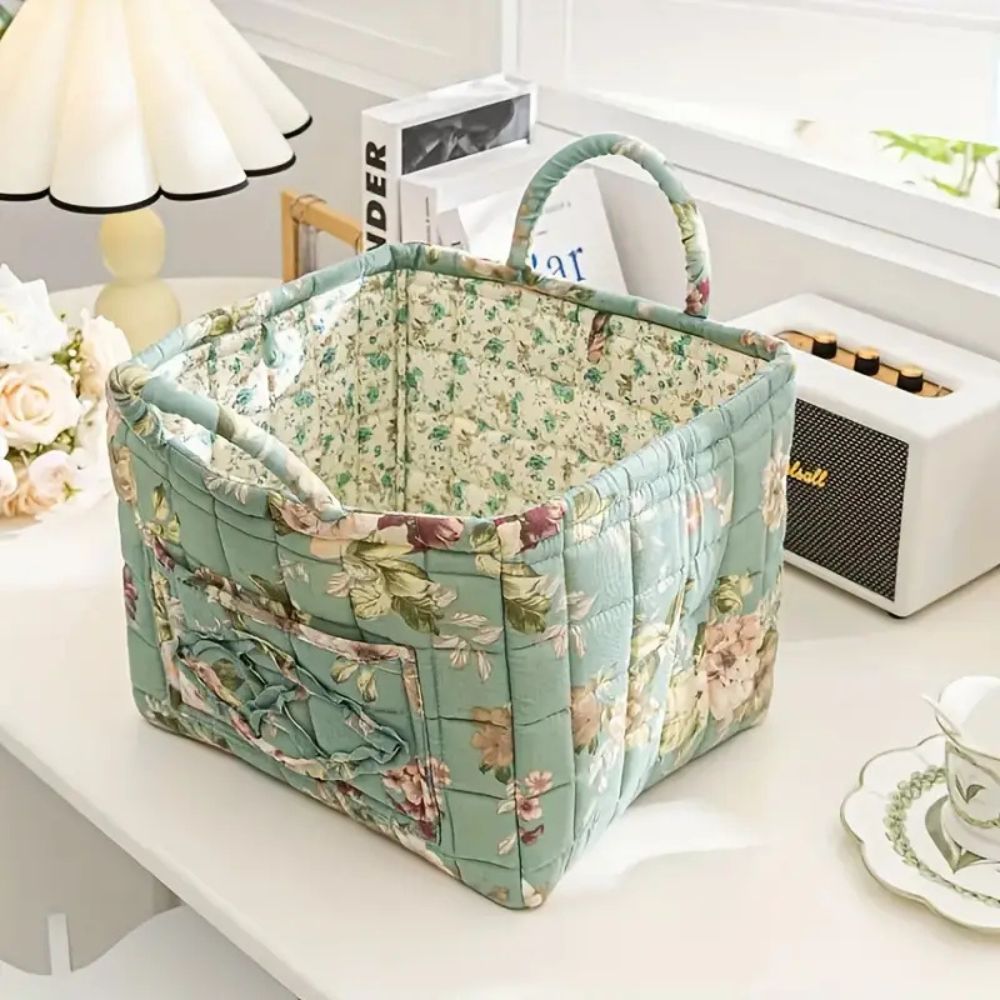 FloraNest - Stylish Canvas and Wicker Floral Storage Caddy