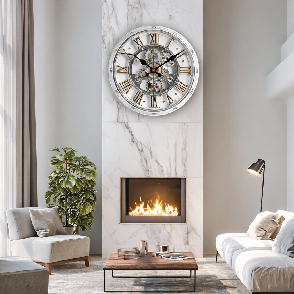 Rustic Gear-Inspired Wooden Wall Clock – Timeless Charm