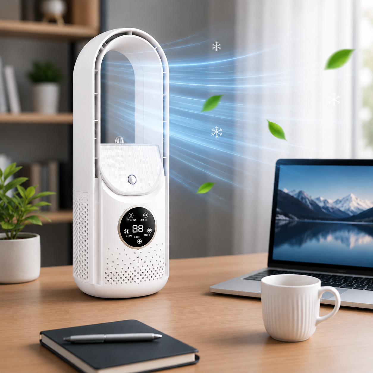 Portable Bladeless Air Cooler - Compact Design for Quiet Home & Office Use