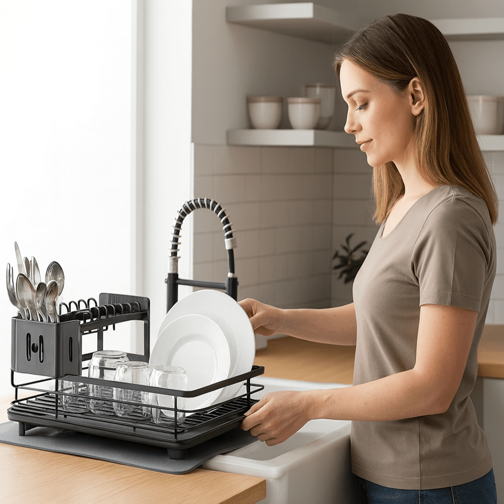 Compact Stainless Steel Dish Organizer - Perfect for Small Spaces