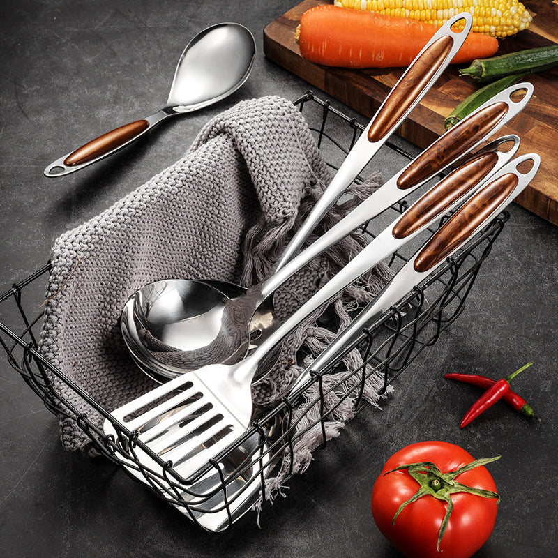 GourmetPro 5-Piece Stainless Steel Utensil Collection with Heat-Resistant Handles