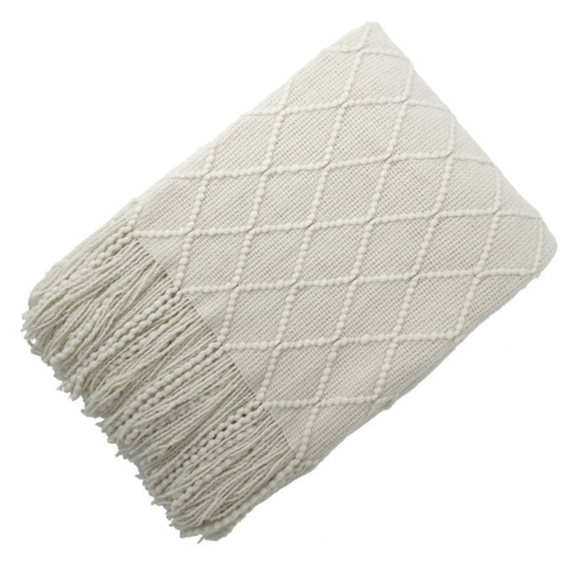 Chic Chevron Tassel Blanket – Luxurious Acrylic Cozy Throw