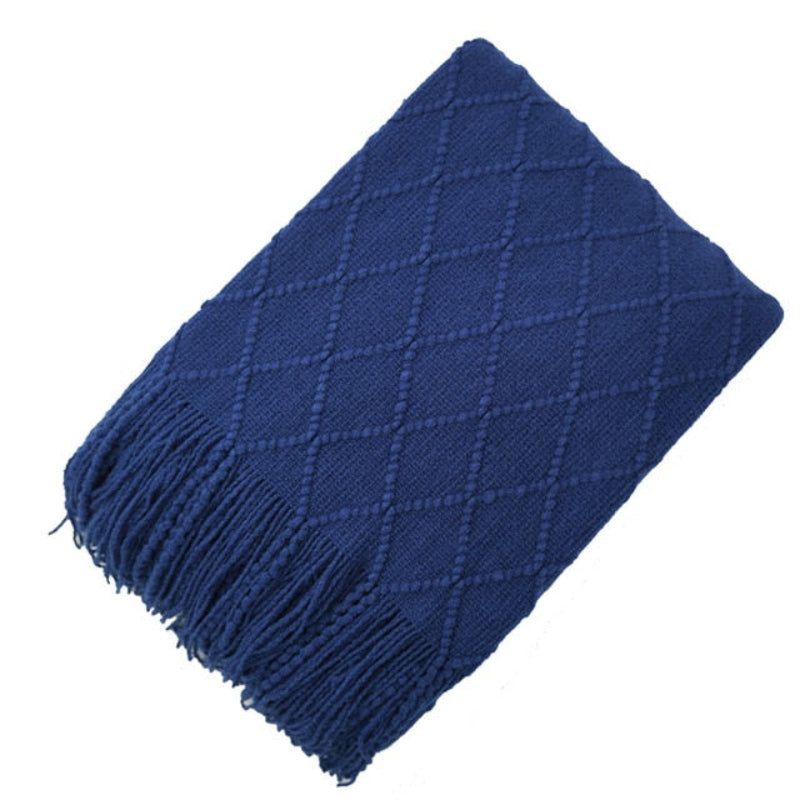 Chic Chevron Tassel Blanket – Luxurious Acrylic Cozy Throw
