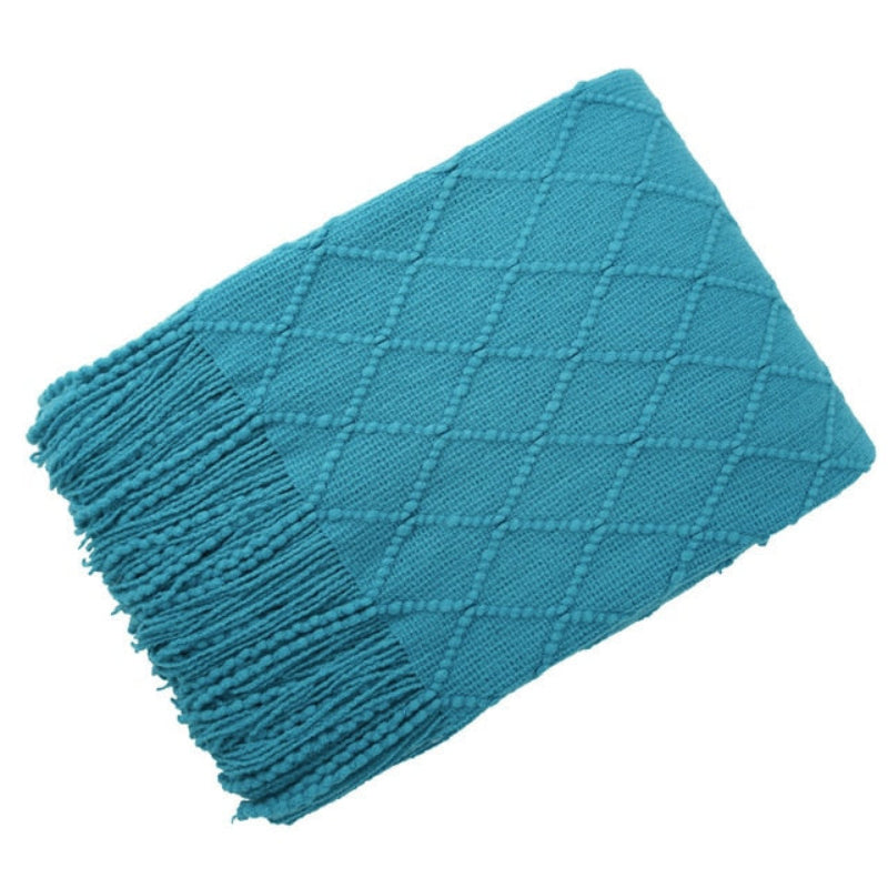 Chic Chevron Tassel Blanket – Luxurious Acrylic Cozy Throw
