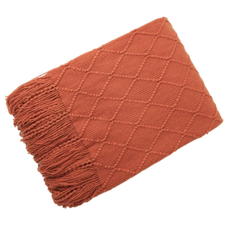 Chic Chevron Tassel Blanket – Luxurious Acrylic Cozy Throw