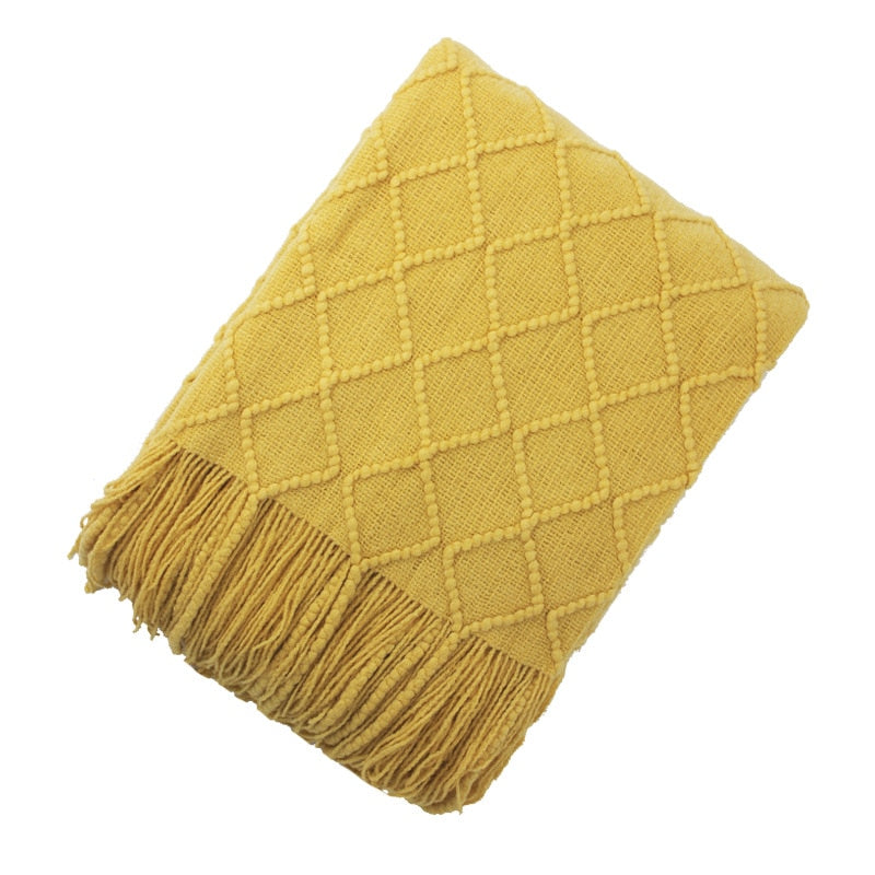 Chic Chevron Tassel Blanket – Luxurious Acrylic Cozy Throw
