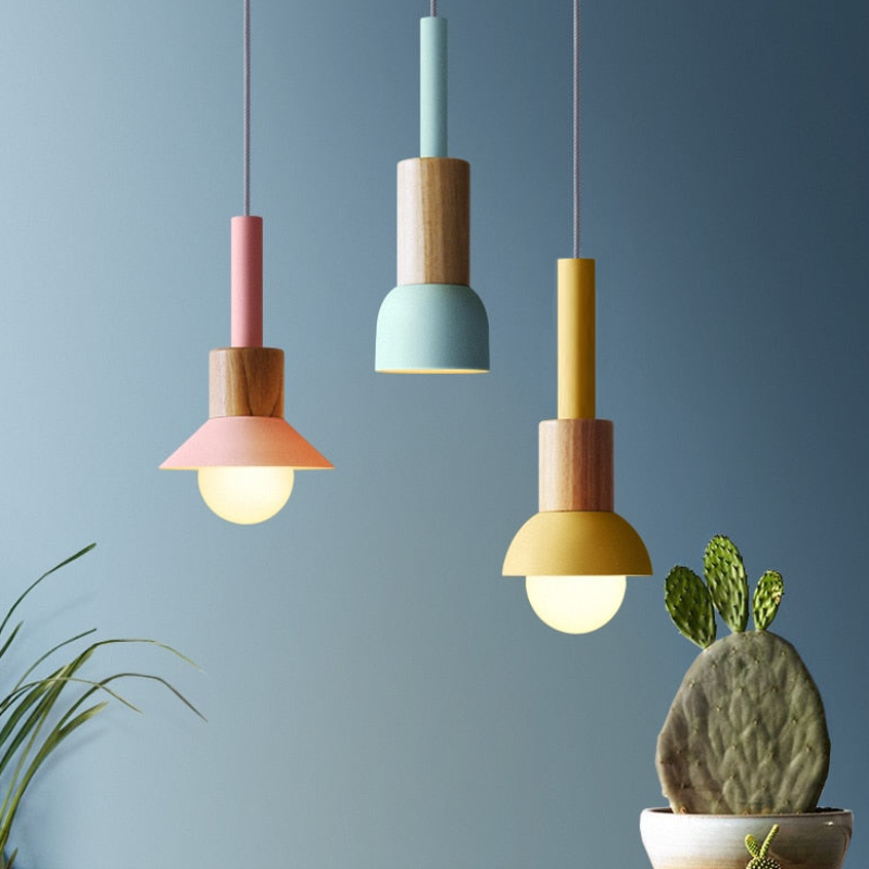 Stylish Adjustable Pendant Light with Wooden Accent
