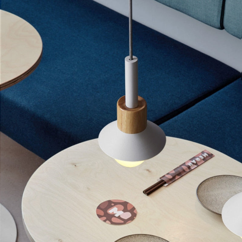 Stylish Adjustable Pendant Light with Wooden Accent