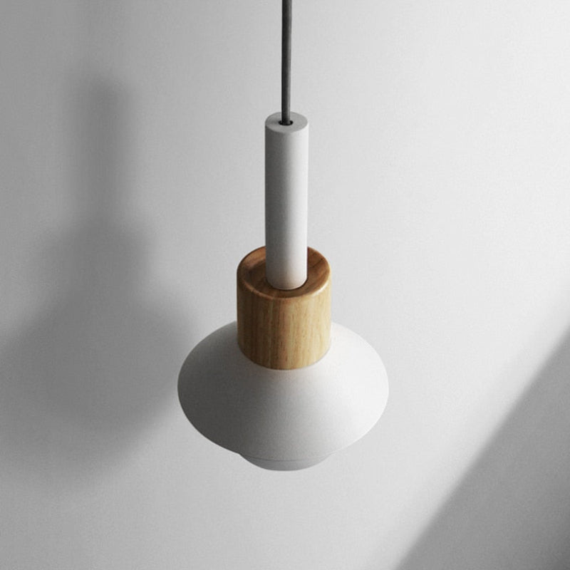 Stylish Adjustable Pendant Light with Wooden Accent