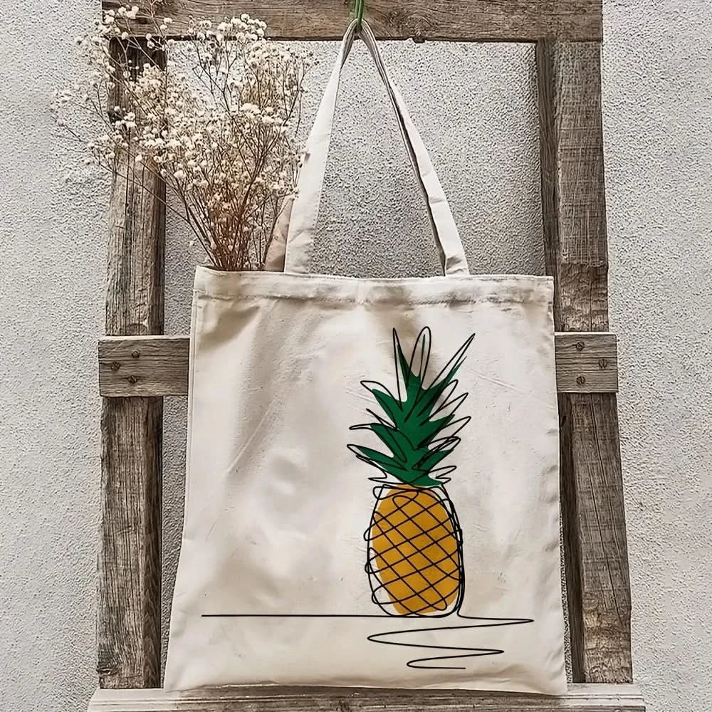 Pineapple Pattern Canvas Tote Bag – Chic Design for Daily Use