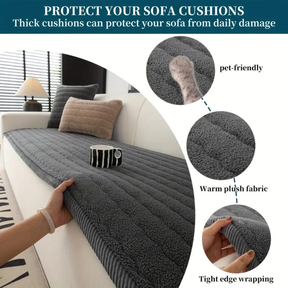 CuddleShield – Luxurious Plush Sofa Protector for Everyday Use