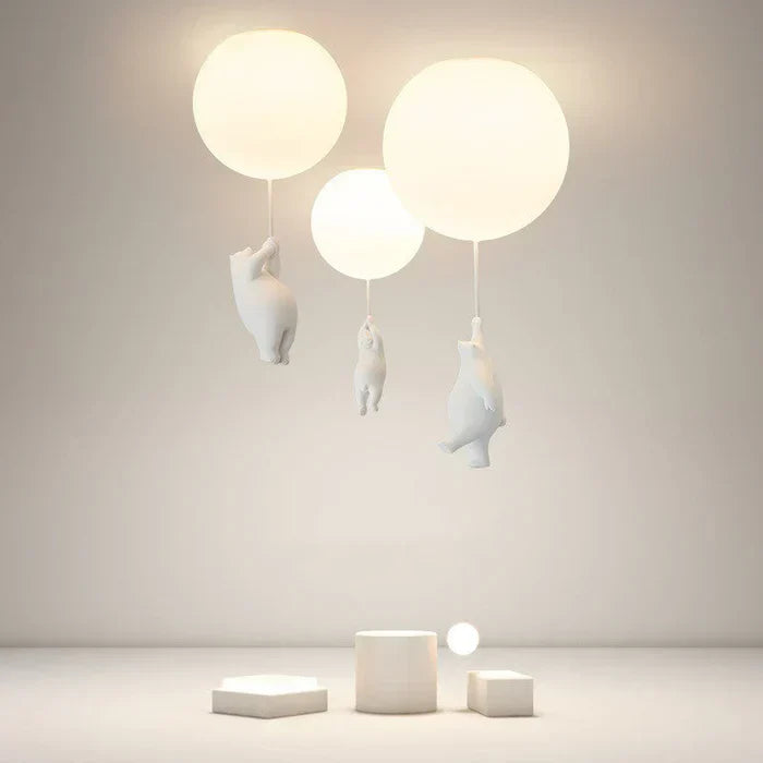 Whimsical Bear & Balloon LED Pendant Light for Kids' Rooms